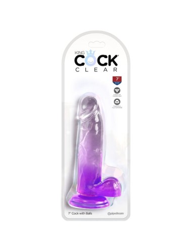 KING COCK - CLEAR REALISTIC PENIS WITH BALLS 15.2 CM PURPLE
