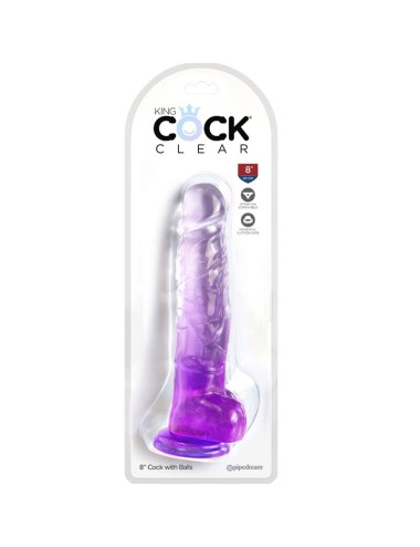 KING COCK - CLEAR REALISTIC PENIS WITH BALLS 16.5 CM PURPLE