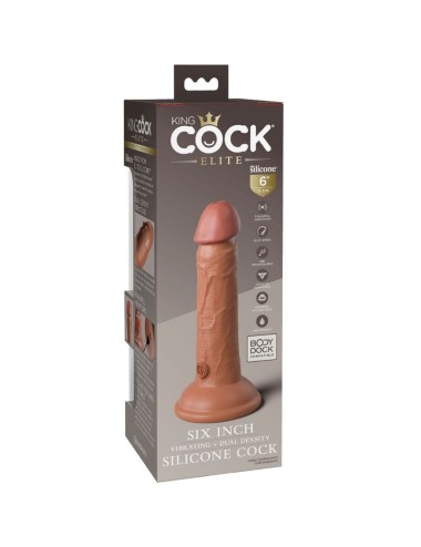 KING COCK - ELITE REALISTIC DILDO VIBRATING & SILICONE 15.2 CM CARAMEL