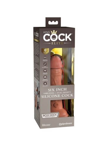 KING COCK - ELITE REALISTIC DILDO VIBRATING & SILICONE 15.2 CM CARAMEL