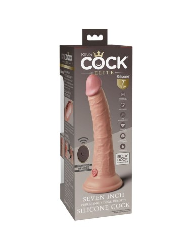KING COCK - ELITE REALISTIC DILDO VIBRATOR & SILICONE REMOTE CONTROL 17.8 CM