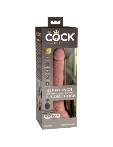 KING COCK - ELITE REALISTIC DILDO VIBRATOR & SILICONE REMOTE CONTROL 17.8 CM