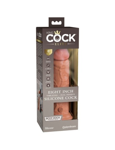 KING COCK - ELITE REALISTIC DILDO VIBRATING & SILICONE 20.3 CM CARAMEL