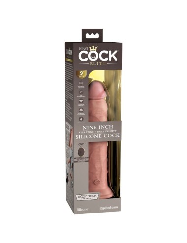 KING COCK - ELITE REALISTIC DILDO VIBRATOR & SILICONE REMOTE CONTROL 23 CM