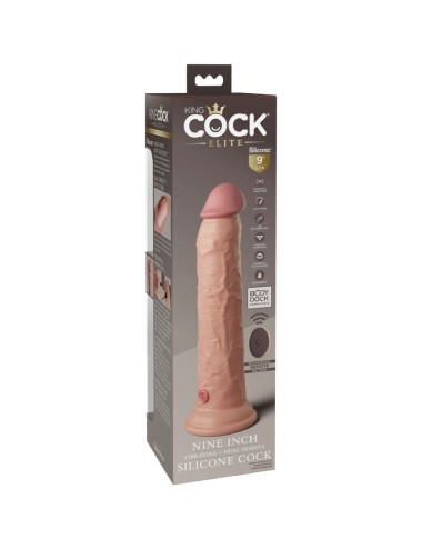 KING COCK - ELITE REALISTIC DILDO VIBRATOR & SILICONE REMOTE CONTROL 23 CM