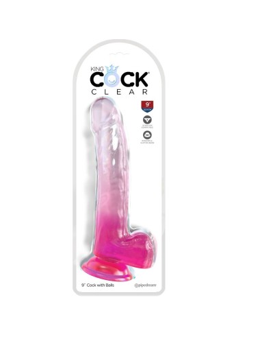 KING COCK - CLEAR DILDO WITH TESTICLES 20.3 CM PINK