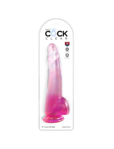 KING COCK - CLEAR DILDO WITH TESTICLES 19 CM PINK