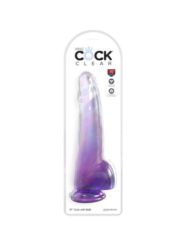 KING COCK - CLEAR DILDO WITH TESTICLES 19 CM PURPLE