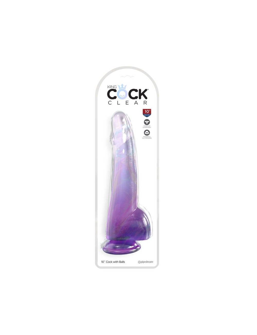 KING COCK - CLEAR DILDO WITH TESTICLES 19 CM PURPLE
