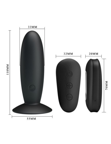 MR PLAY - ANAL PLUG WITH VIBRATION BLACK REMOTE CONTROL
