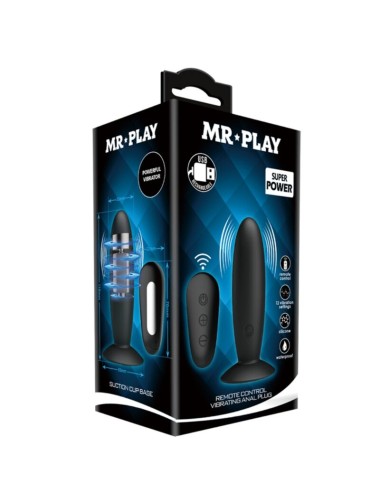 MR PLAY - ANAL PLUG WITH VIBRATION BLACK REMOTE CONTROL