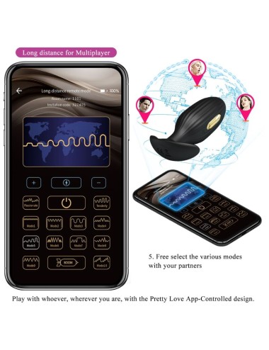 PRETTY LOVE - JEFFERSON APP CONTROLLED ANAL PLUG BLACK