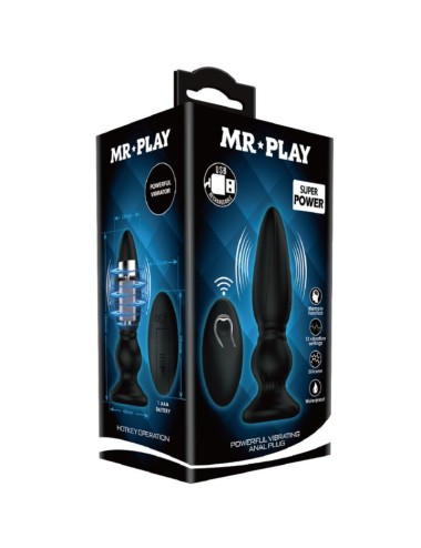 MR PLAY - POWERFUL VIBRATOR REMOTE CONTROL ANAL PLUG BLACK