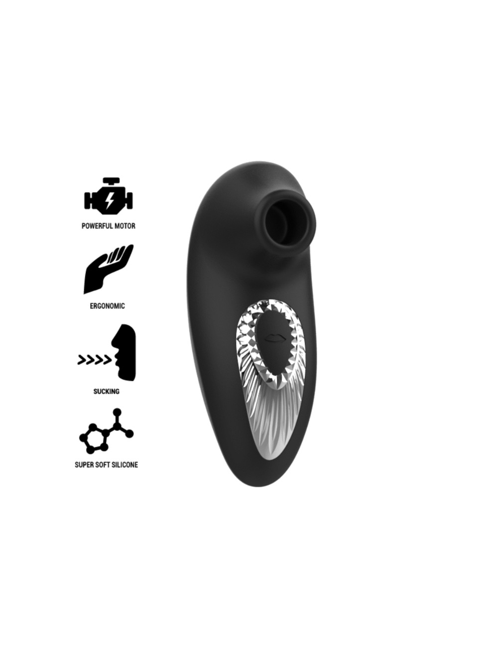 BLACK&SILVER - DRAKE DELUXE SUCKING VIBE RECHARGEABLE SILICONE BLACK