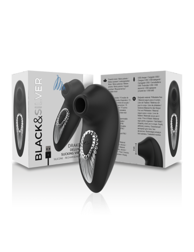 BLACK&SILVER - DRAKE DELUXE SUCKING VIBE RECHARGEABLE SILICONE BLACK