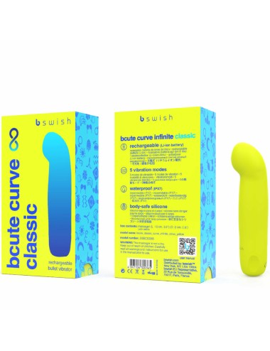 B SWISH - BCUTE CURVE INFINITE CLASSIC RECHARGEABLE SILICONE VIBRATOR YELLOW