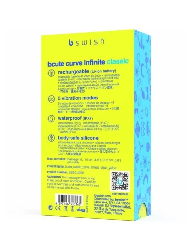 B SWISH - BCUTE CURVE INFINITE CLASSIC RECHARGEABLE SILICONE VIBRATOR YELLOW