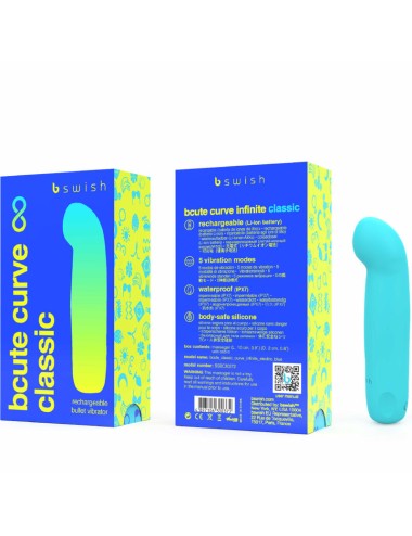 B SWISH - BCUTE CURVE INFINITE CLASSIC RECHARGEABLE VIBRATOR BLUE SILICONE