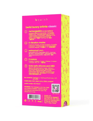 B SWISH - BWILD BUNNY INFINITE CLASSIC RECHARGEABLE VIBRATOR PINK SILICONE
