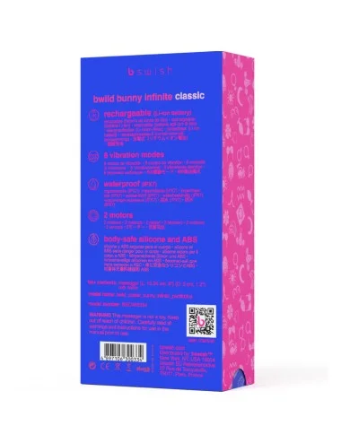 B SWISH - BWILD BUNNY INFINITE CLASSIC RECHARGEABLE VIBRATOR BLUE SILICONE