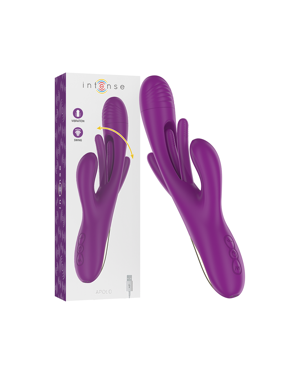 INTENSE - APOLO RECHARGEABLE MULTIFUNCTION VIBRATOR 7 VIBRATIONS WITH SWINGING MOTION PURPLE