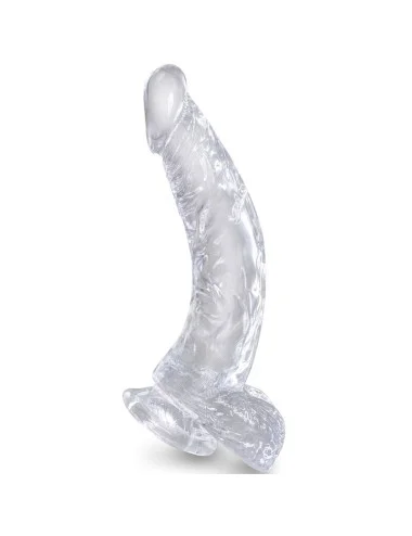 KING COCK - CLEAR REALISTIC CURVED PENIS WITH BALLS 16.5 CM TRANSPARENT