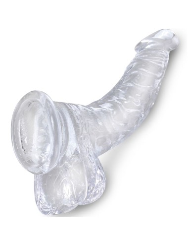 KING COCK - CLEAR REALISTIC CURVED PENIS WITH BALLS 16.5 CM TRANSPARENT