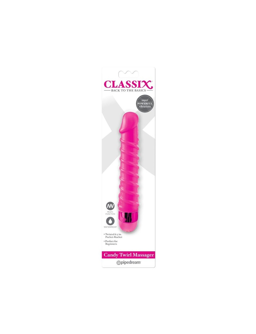 CLASSIX - CANDY TWIRL VIBRATING MASSAGER 16.5 CM PINK
