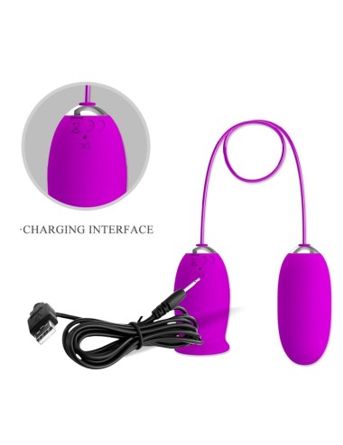 PRETTY LOVE - DAISY DUAL EGG RECHARGEABLE VIBRATOR PURPLE