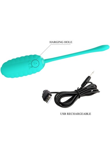 PRETTY LOVE - KIRK RECHARGEABLE VIBRATING EGG AQUA GREEN