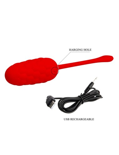 PRETTY LOVE - VIBRATING EGG WITH RED RECHARGEABLE MARINE TEXTURE