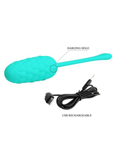 PRETTY LOVE - VIBRATING EGG WITH AQUA GREEN RECHARGEABLE MARINE TEXTURE
