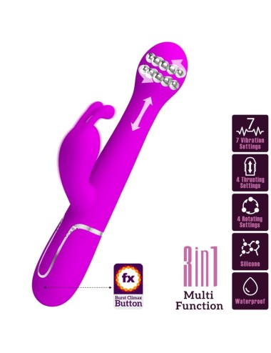 PRETTY LOVE - DEJON RABBIT VIBRATOR 3 IN 1 MULTIFUNCTION VIOLET
