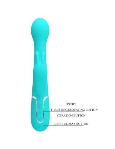 PRETTY LOVE - DEJON RABBIT VIBRATOR 3 IN 1 MULTIFUNCTION AQUA GREEN