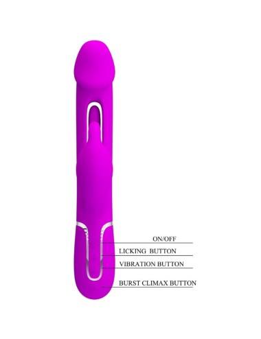 PRETTY LOVE - KAMPAS RABBIT 3 IN 1 MULTIFUNCTION VIBRATOR WITH TONGUE VIOLET