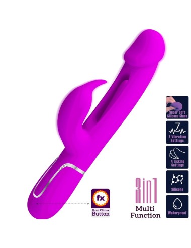 PRETTY LOVE - KAMPAS RABBIT 3 IN 1 MULTIFUNCTION VIBRATOR WITH TONGUE VIOLET