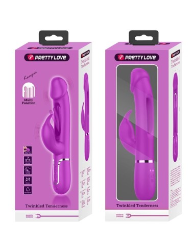 PRETTY LOVE - KAMPAS RABBIT 3 IN 1 MULTIFUNCTION VIBRATOR WITH TONGUE VIOLET