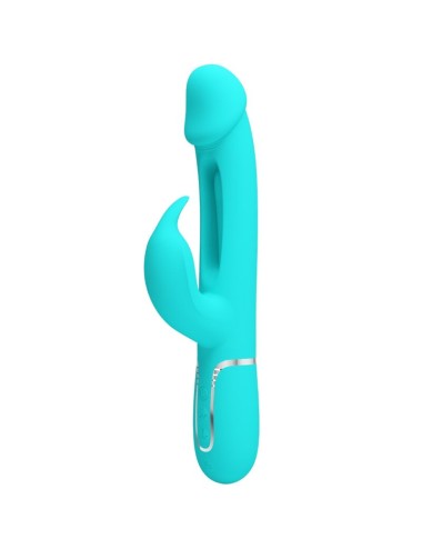 PRETTY LOVE - KAMPAS RABBIT 3 IN 1 MULTIFUNCTION VIBRATOR WITH TONGUE AQUA GREEN