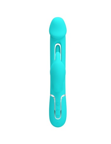 PRETTY LOVE - KAMPAS RABBIT 3 IN 1 MULTIFUNCTION VIBRATOR WITH TONGUE AQUA GREEN