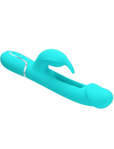PRETTY LOVE - KAMPAS RABBIT 3 IN 1 MULTIFUNCTION VIBRATOR WITH TONGUE AQUA GREEN