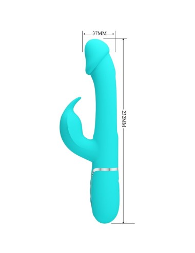 PRETTY LOVE - KAMPAS RABBIT 3 IN 1 MULTIFUNCTION VIBRATOR WITH TONGUE AQUA GREEN