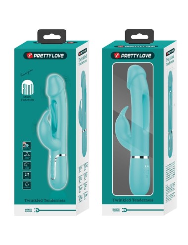 PRETTY LOVE - KAMPAS RABBIT 3 IN 1 MULTIFUNCTION VIBRATOR WITH TONGUE AQUA GREEN