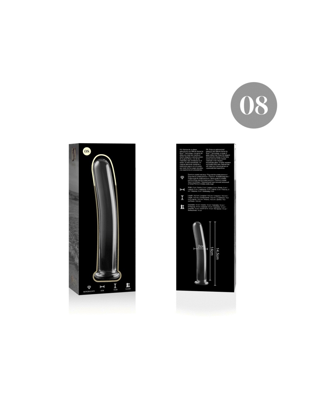 NEBULA SERIES BY IBIZA - MODEL 8 DILDO BOROSILICATE GLASS CLEAR 14.5 CM -O- 2 CM NEBULA SERIES BY IBIZA - MODEL 8 DILDO BOROSILICATE GLASS CLEAR 14.5 CM -O- 2 CM