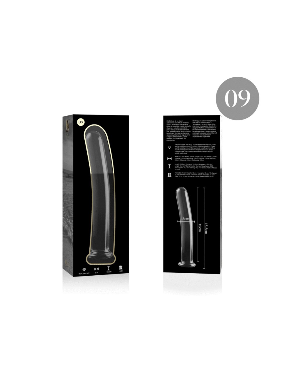 NEBULA SERIES BY IBIZA - MODEL 9 DILDO BOROSILICATE GLASS CLEAR 15.5 CM -O- 2.5 CM