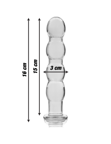 NEBULA SERIES BY IBIZA - MODEL 10 DILDO BOROSILICATE GLASS CLEAR 16.5 CM -O- 3.5 CM