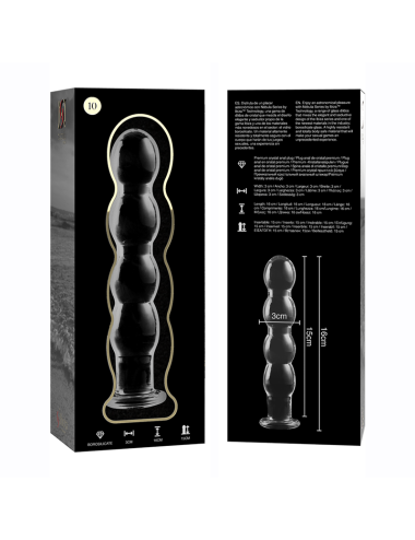 NEBULA SERIES BY IBIZA - MODEL 10 DILDO BOROSILICATE GLASS CLEAR 16.5 CM -O- 3.5 CM