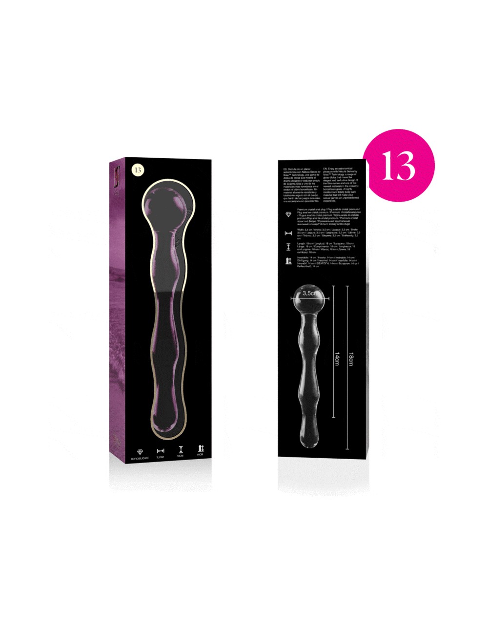 NEBULA SERIES BY IBIZA - MODEL 13 DILDO BOROSILICATE GLASS PINK 18 CM -O- 3.5 CM