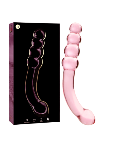 NEBULA SERIES BY IBIZA - MODEL 14 DILDO BOROSILICATE GLASS PINK 18.5 CM -O- 3 CM