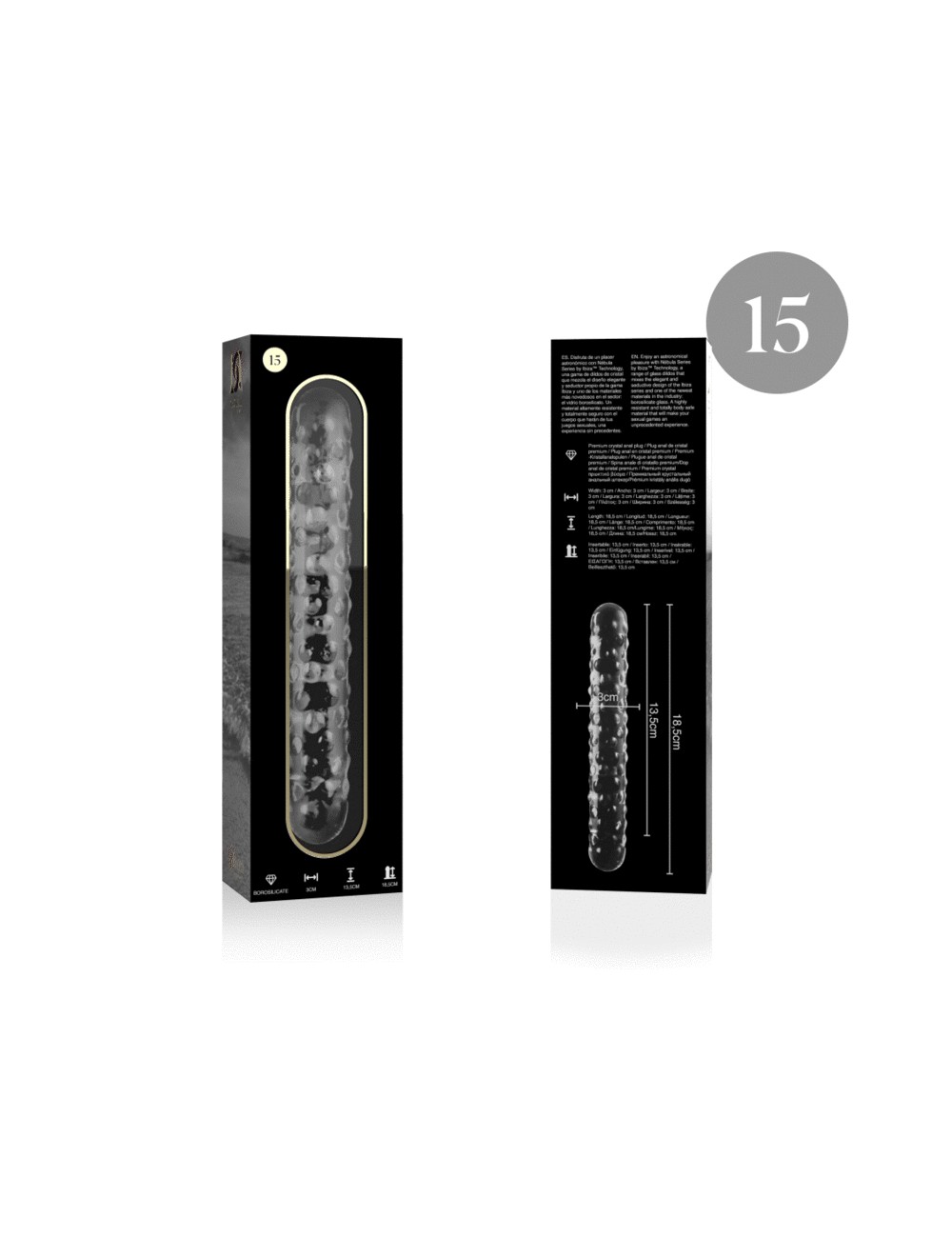 NEBULA SERIES BY IBIZA - MODEL 15 DILDO BOROSILICATE GLASS CLEAR 18.5 CM -O- 3 CM NEBULA SERIES BY IBIZA - MODEL 15 DILDO BOROSILICATE GLASS CLEAR 18.5 CM -O- 3 CM
