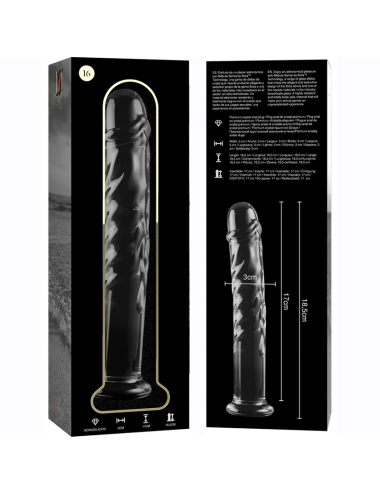NEBULA SERIES BY IBIZA - MODEL 16 DILDO BOROSILICATE GLASS CLEAR 18.5 CM -O- 3 CM